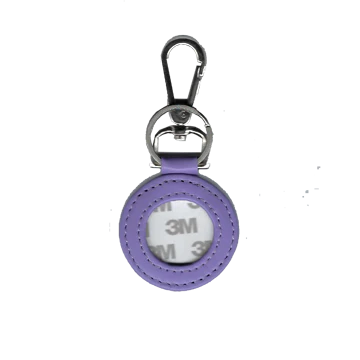 Purple keychain with a carabiner on a white background